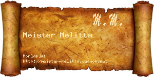 Meister Melitta névjegykártya